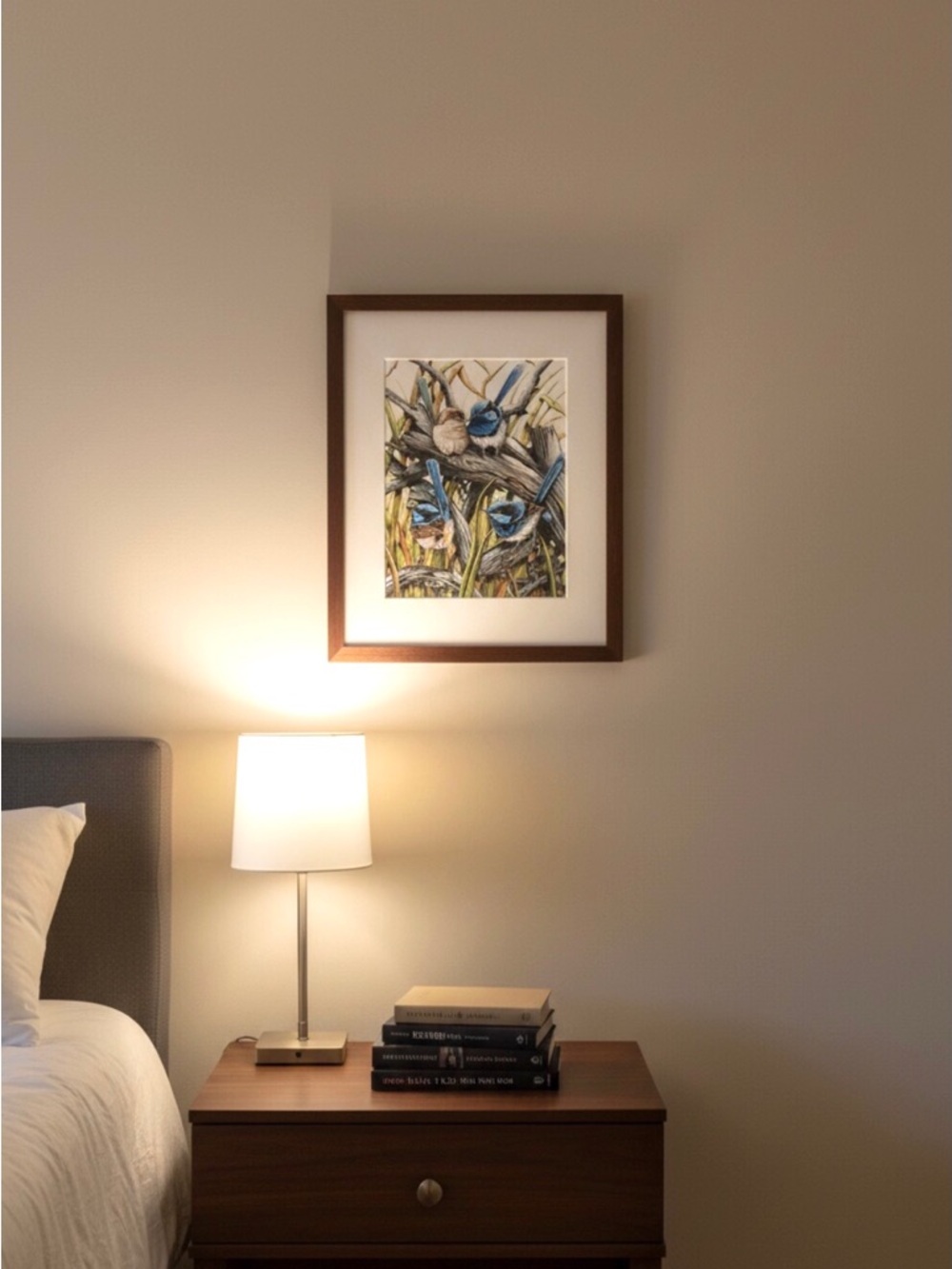 Beautiful Amanda Tuchy ‘Four Wrens’ Blue Birds Print - Picture 4 of 6